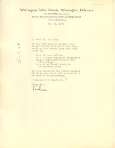 Letter from Pauline Young to W. E. B. Du Bois