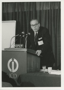 Harold W. McGraw, Jr. speaking at an ICD conference