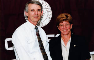 Cathie Schweitzer with Dr. Richard B. Flynn (June 2000)