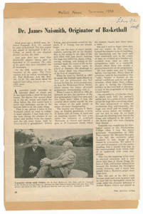 Newspaper Article, "Dr. James Naismith, Originator of Basketball", 1952