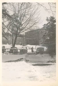 A Wintery Scene of Abbey Hall at Springfield College, ca. 1951-1952