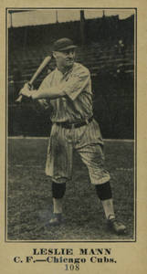A Leslie Mann blank back Baseball Card (1916)