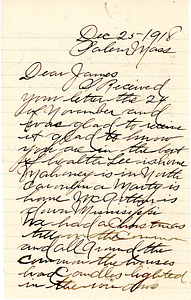 Letter from Walter to James Kieran, 12-25-1918