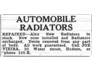 "Automobile Radiators" - Hudson News-Enterprise ad