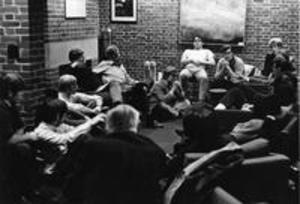 Vietnam Moratorium discussion in Bryant House, 1969