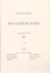 Program for the Williams College Baccalaureate Sunday, 1903