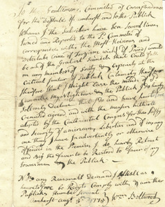 William Boltwood letter, August 5, 1775