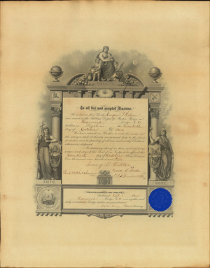 Master Mason certificate for Eugene P. Wilson