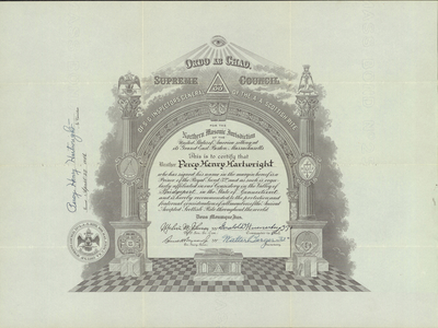 32° certificate issued to Percy Henry Hartwright