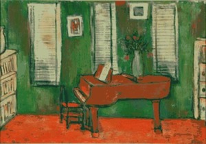 "Untitled (Room with piano)" Mary Lefson (1900-1971)
