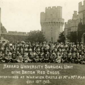 "Harvard University Surgical Unit of the British 'Red Cross' entertained at Warwick Castle by Mr. & Mrs. Marsh, July 10th 1915"