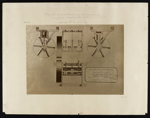 Plan, elevation, and section of air compressor used experimentally at Hoosac Tunnel 1865