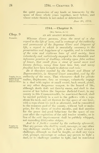 1784 Chap. 0009 An Act Against Duelling.