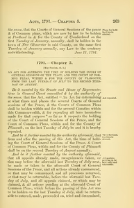 1791 Chap. 0005 An Act For Altering The Time Of Holding The Court Of General Sessions Of The Peace, And The Court Of Common Pleas, Within & For The County Of Plimouth, From The Last Tuesday Of July To The Second Tuesday Of August.