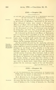 1795 Chap. 0030 An Act For The Preservation Of A Monument Erected On The Heights Of Charlestown.