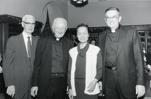 (L-R) Philip McNiff, Father Leonard, Dr. Y. T. Feng, and Father X.