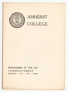 Amherst College Commencement program, 1912 June 26