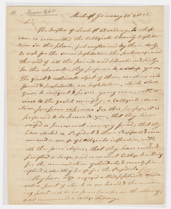 Zephaniah Swift Moore and Samuel Fowler Dickinson letter to Justin Ely, 1822 January 30