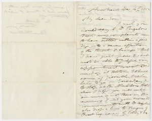 Edward Hitchcock letter to Edward Hitchcock, Jr., 1852 December 4