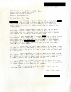 Letter to Judge W. Arthur Garrity, 1974 August 26