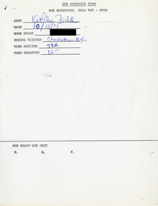 Citywide Coordinating Council daily monitoring report for Charlestown High School by Kathleen Field, 1975 October 15