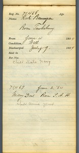 Tewksbury Almshouse Intake Record: Brannigan, Kate