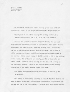 Floor Statement regarding the Reagan Administration's Budget proposal