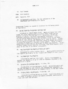 Memo #132: Re: co-sponsorship of Bills: for the information of the Washington and Fifth District staffs