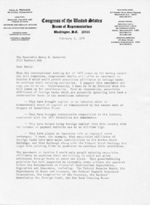 Letter to Henry B. Gonzalez from Paul E. Tsongas