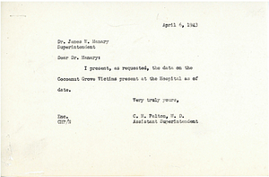 Letter to Dr. James W. Manary