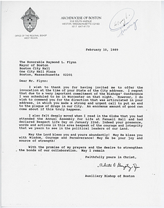 Letter from Robert O. Gonzalez to Mayor Raymond L. Flynn