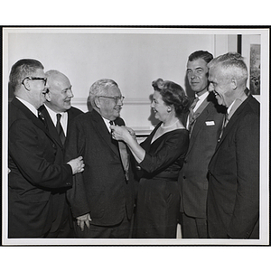 Ralph Hornblower receives the Bronze Keystone Award from the Boys' Clubs of America "at the Annual Diner of the Boys' Clubs of Boston and Girls' Camps, Inc., held at The County Club, Brookline, June 2, 1958"