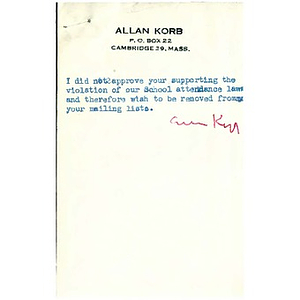 Allan Korb and Muriel Snowden letters.