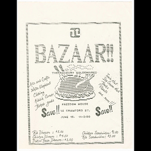 Flier for Roxbury Goldenaires bazaar