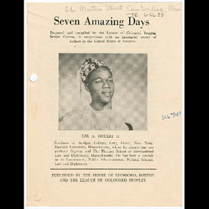 Advertisement for book, Seven amazing days, about Eze A. Ogueri II