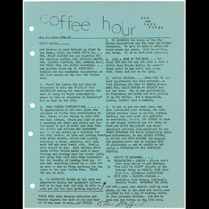 Newsletter for the Freedom House Coffee Hour