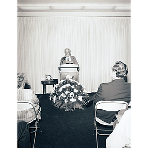 George Kariotis speaking at the Kariotis Hall dedication