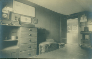 Postcard view of an unidentified Shaker House interior, Harvard, Mass., undated