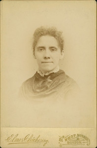 Head-and-shoulders portrait of Sarah Putnam Fowler, facing front, Elmer Chickering, 21 West Street, Boston, Mass., undated