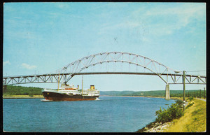 Postcard of the Bourne Bridge Over Cape Cod Canal, Cape Cod, Mass. 1964.