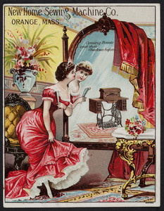 Trade cards for the New Home Sewing Machine Co., Orange, Mass., undated