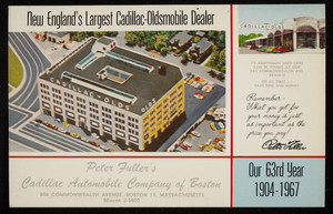 Postcards for Peter Fuller's Cadillac Automobile Company of Boston, 808 Comonwealth Avenue, Boston 15, Mass., 1967