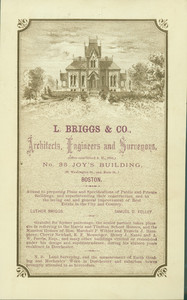 Handbill for L. Briggs & Co., architects, engineers and surveyors, No. 35 Joy's Building, 81 Washington Street, opp. State Street, Boston, Mass., undated