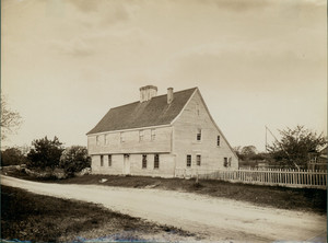 Exterior view of the Boardman House with picket fence and dirt road, Saugus, Mass., undated