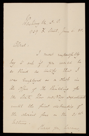 J. B. Weir To Thomas Lincoln Casey, June 6, 1888 - Digital Commonwealth