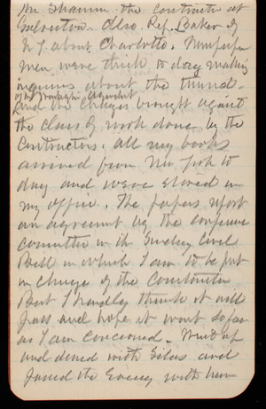 Thomas Lincoln Casey Notebook, September 1888-November 1888, 18, the [illegible] the contract at