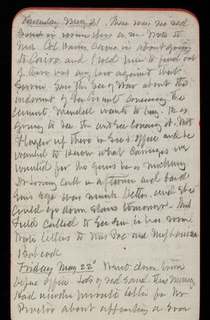 Thomas Lincoln Casey Notebook, May 1891-September 1891, 03, Thursday, May 21