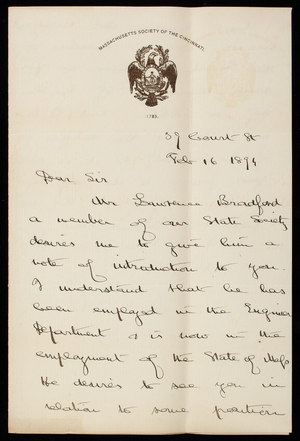 Winslow Warren to Thomas Lincoln Casey, February 16, 1894