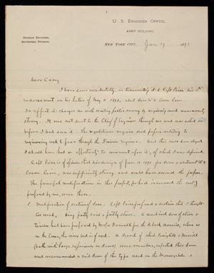 [Cyrus] B. Comstock to Thomas Lincoln Casey, June 17, 1891