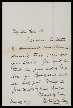 Thomas Lincoln Casey to General [Myer], January 28, 1879